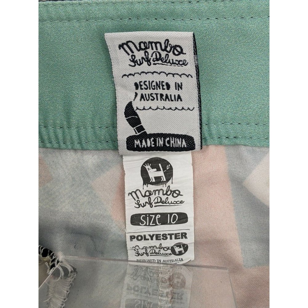 Mambo Boy's Board Shorts Size 10 Black Orange Geometric Zig Zag Pocket - Picture 12 of 12